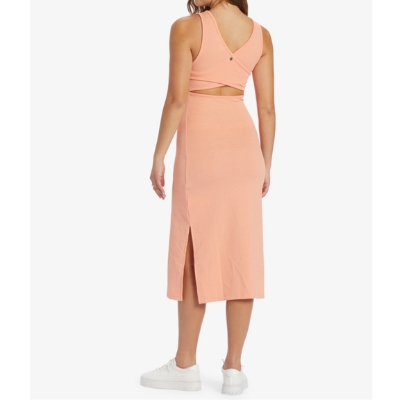 Roxy Good Keepsake Dress Streatch Knit Open Back Midi Size M - Picture 2 of 10